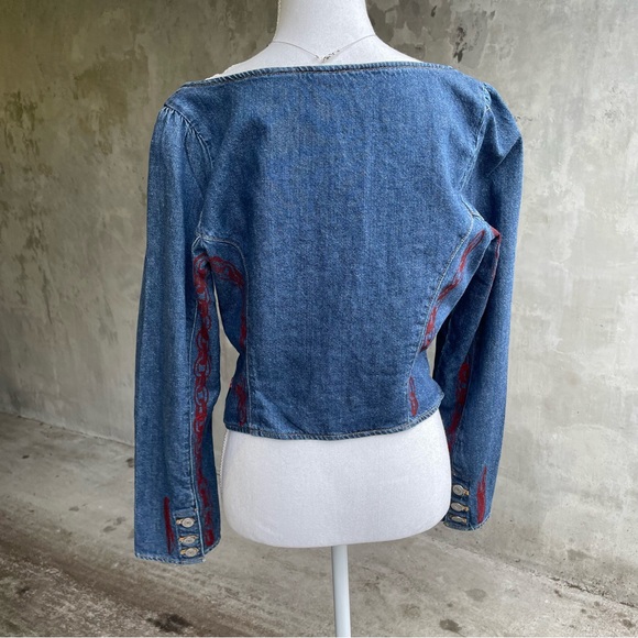 Upcycled Grunge Denim Crop Top - Picture 4 of 8